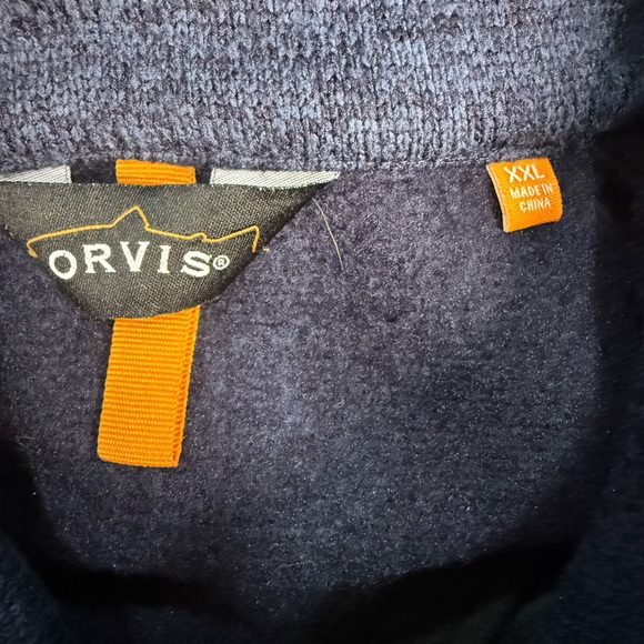 Orvis Navy Fleece Zip Vest Mens XXL Full Zip Outdoor Performance - Picture 4 of 7